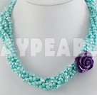 dyed blue pearl necklace