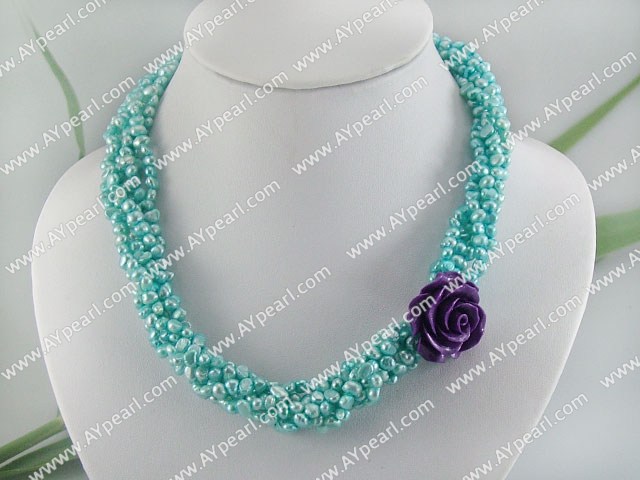 dyed blue pearl necklace
