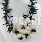 Wholesale black agate white lip necklace