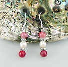 Wholesale pearl blood stone earrings