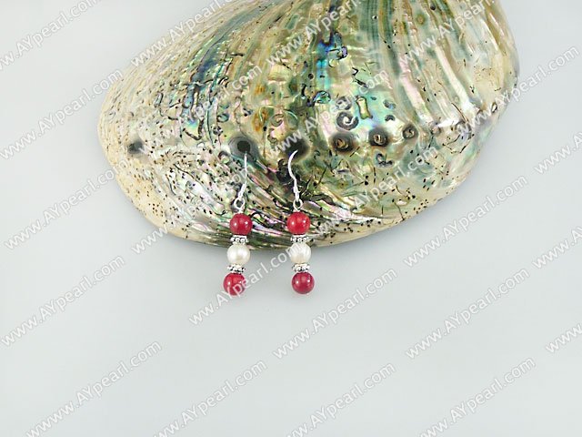 pearl blood stone earrings