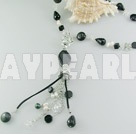 pearl black agate crystal necklace