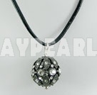 Wholesale Black rhinestone ball pendant necklace