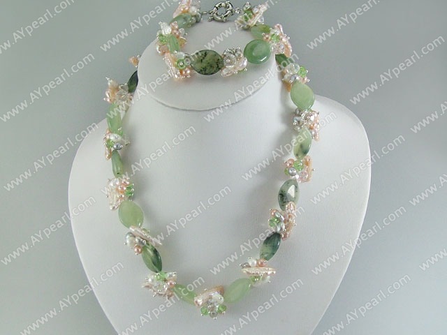 pearl crystal jade set