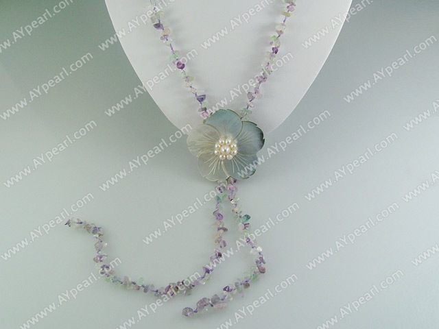 rainbow fluorite shell necklace