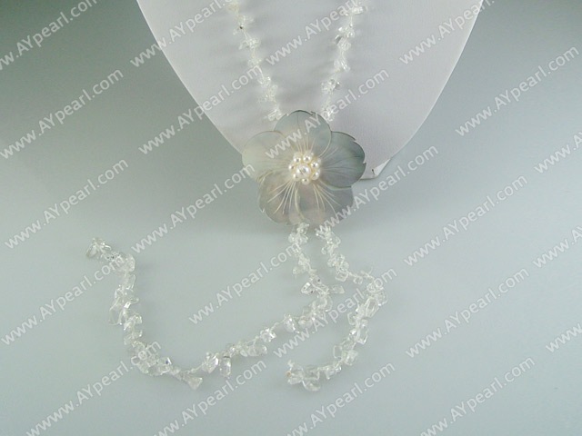 rock crystal shell necklace