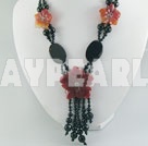 black red agate necklace