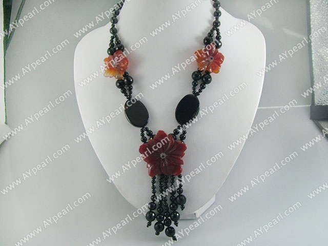 black red agate necklace