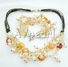 pearl yellow crystal agate jewlery sets