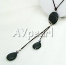 Wholesale Gemstone Jewelry-pearl brazil black agate necklace