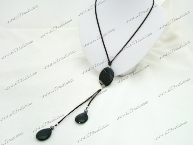Collier perle noire agate du Brésil