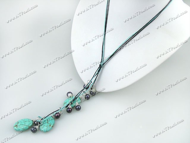 noir perle collier de turquoises