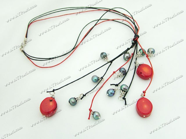 Wholesale Coral Jewelry-black pearl coral necklace