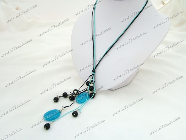black agate cyanite necklace
