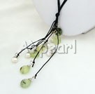 Wholesale Gemstone Jewelry-pearl green rutilated quartz necklace