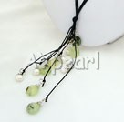 Pearl rutile collier de quartz vert