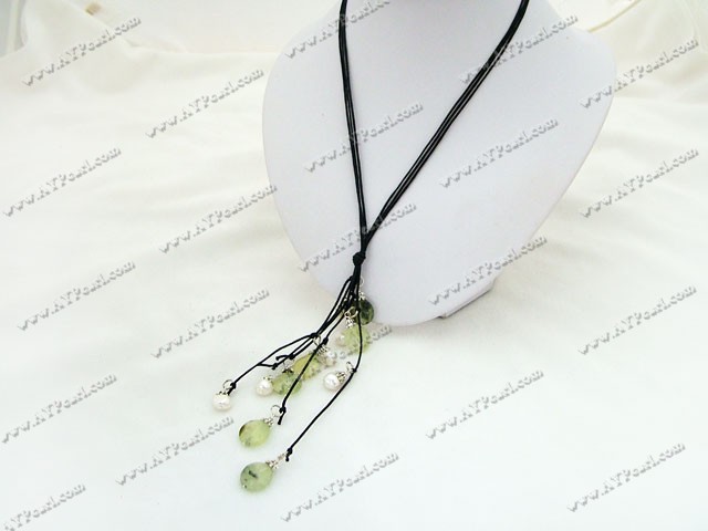 pearl green rutilated quartz necklace