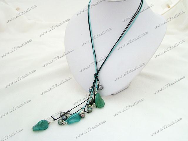 pearl blue jade necklace