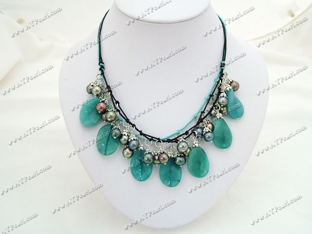 black pearl blue jade necklace