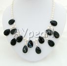 pearl black agate necklace