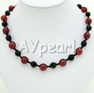 Wholesale Gemstone Necklace-red agate black crystal necklace