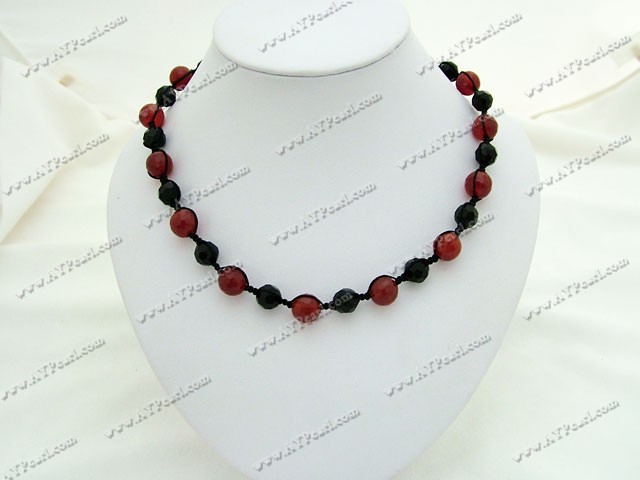 red agate black crystal necklace
