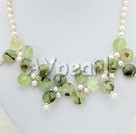 Wholesale pearl green rutilated quartz necklace