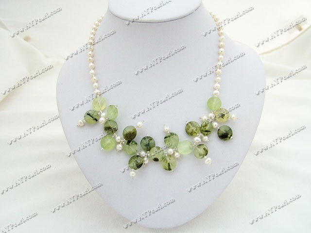 pearl green rutilated quartz necklace