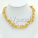 pearl yellow crystal necklace