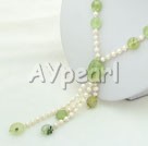 Wholesale Gemstone Jewelry-pear green rutilated quartz necklace