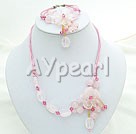 Wholesale rose quartz crystal jewelry set