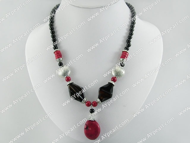 black agate coral necklace