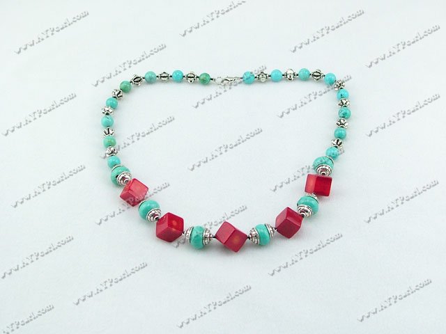 turquoise coral black agate set