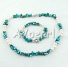 Wholesale Assorted white pearl and green shell set ( Necklace and matched bracelet )