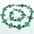 Wholesale Gemstone Necklace-black crystal blue jade set