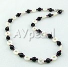 garnet crystal white lip shell necklace