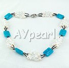 Wholesale Gemstone Jewelry-Cyanite with pearl and crystal necklace