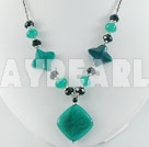 Wholesale Gemstone Jewelry-black agate blue jade necklace