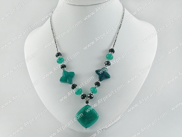 black agate blue jade necklace