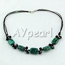Wholesale black crystal phenix stone necklace