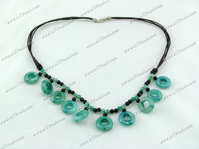 black agate blue jade necklace