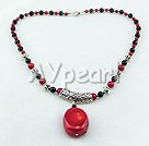 Wholesale Jewelry-Bloodstone black agate coral necklace