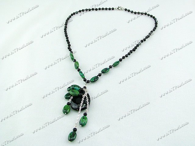 Black agate chtysocolla necklace