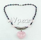 Wholesale Gemstone Jewelry-Pearl garnet ross quartz necklace 