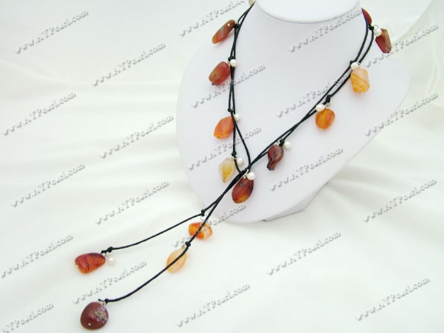 Agate perle kjede