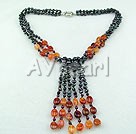 Wholesale Gum metal pearl agate necklace