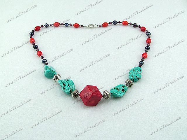 pearl coral turquoise necklace