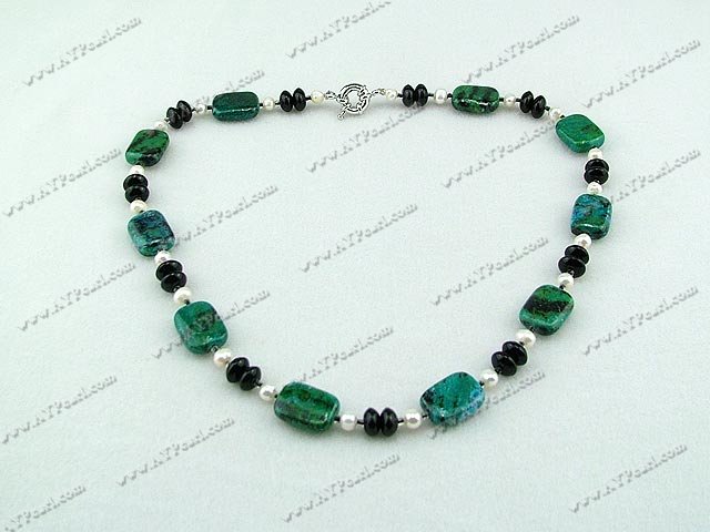 Phoenix stone with pearl and agate necklace