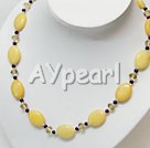 garnet crystal yellow jade necklace