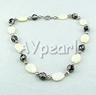 Wholesale pearl crystal white lip shell necklace